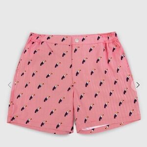 Mosmann Australia Mens Large Red Toucan Print Lined Swim Shorts Surf Beach